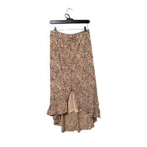 Abercrombie & Fitch Womens Leopard Print High-Low Midi Skirt With Ruffle Hem Siz